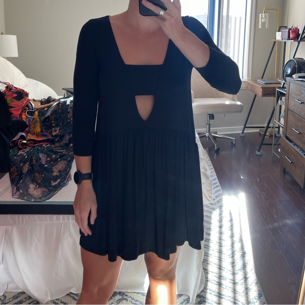 Black Drop Waist Cutout Dress